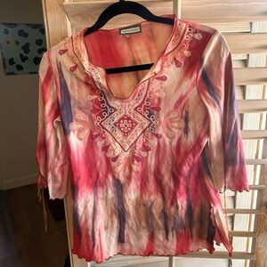 Agua Bendita Multicolor Embroidered Blouse